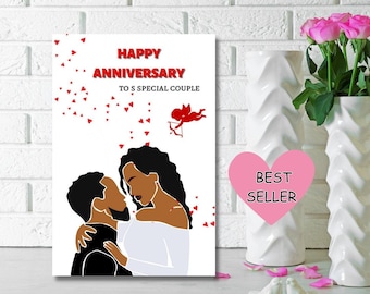 Black Couple Anniversary Card for Partner, Happy Anniversary to a ...