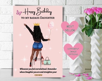 Black Daughter Birthday card, Ethnic greeting card for her, Greeting card for girl, Black teenager birthday card, Diverse cards