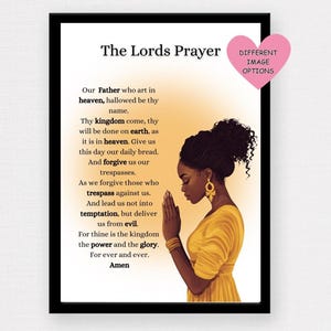 The Lords Prayer Wall Art Print, Black Woman Praying Wall Art ...