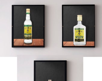 Lámina decorativa de botella de ron para pared, póster de bebidas alcohólicas, decoración para carrito de bar, arte para bar de cocina, lámina moderna de bebidas.