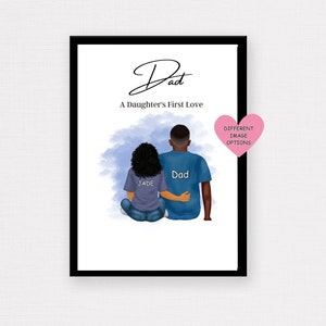 Impresión de arte de pared PERSONALIZADA de papá negro, papá e hija, regalo para papá negro, regalo del día del padre, regalos diversos, personalizado, recuerdo