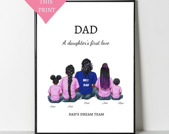 PERSONALISIERTE Dad Wand Kunst Druck, Geschenk für Vater, Ethnische Vater und Tochter Wand Kunst, Vatertagsgeschenk, Brauch, behalten Sake,