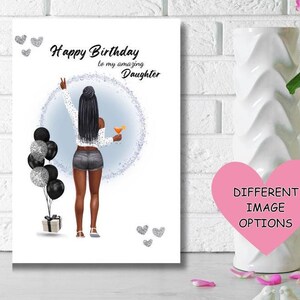 Biglietto di compleanno per figlia nera, biglietto di auguri etnico, biglietti per donne nere, buon compleanno alla mia fantastica figlia, biglietti personalizzati