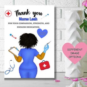 Personalisierte schwarze Krankenschwester Danke zu kardieren, Dankeskarte für Krankenschwester, Nhs Heros Karte, afroamerikanische Krankenschwesterkarte