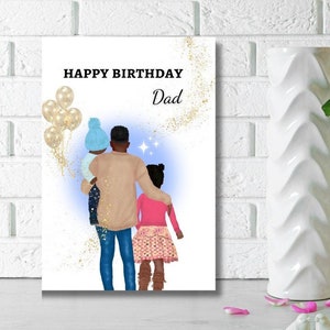 Cartão de aniversário do pai negro, cartão diversificado, cartão para ele homem negro, feliz aniversário pai