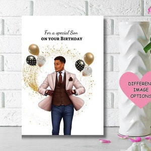 Black Son Geburtstagskarte, ethnische Grußkarten, verschiedene Grußkarten, Karten für schwarze Leute, für einen besonderen Sohn an Ihrem Geburtstag