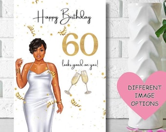 Black woman 60th Birthday card, Ethnic greeting card, diverse greeting card, Black greeting cards, 60 and Fabulous, cards for Black people
