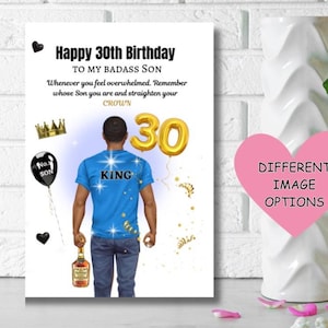 Cartão de aniversário de 30 anos do filho negro, Cartão de felicitações para homem, Cartões pretos, Cartões diversos, Feliz aniversário de 30 anos para meu filho durão