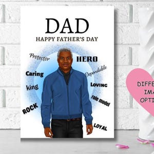 Carte de fête des pères papa noir, bonne fête des pères pour papa, cartes pour hommes noirs, carte de fête des pères diversifiée