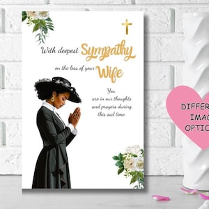 Avec nos plus sincères condoléances à l'occasion du décès de votre femme, carte de décès, désolé pour votre perte, cartes afro-américaines, cartes noires