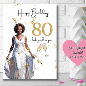 Biglietto di auguri per l'80° compleanno di una donna nera, Biglietti d'auguri vari, Buon compleanno 80 ti sta bene, Biglietti per persone di colore