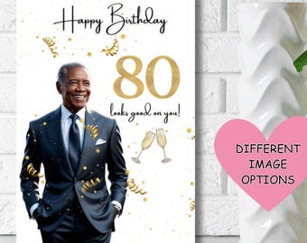Carte du 80e anniversaire de l'homme noir, carte pour homme noir, carte d'anniversaire diversifiée, carte pour lui, Happy Birthday 80 vous va bien