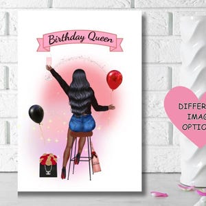 Biglietto di auguri per donne nere, biglietti di auguri etici, biglietti afroamericani, regina del compleanno,