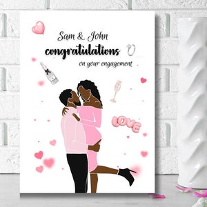 Carte de félicitations pour couple noir, Félicitations pour vos fiançailles, Cartes personnalisées, Cartes pour couples noirs