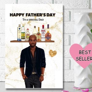 Biglietto d'auguri per la festa del papà "Black Dad", biglietto d'auguri etnico, auguri per la festa del papà, biglietti afroamericani