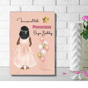 Carte d'anniversaire fille noire, carte de voeux ethnique pour enfants, carte de voeux pour fille noire, pour une petite princesse spéciale le jour de votre anniversaire