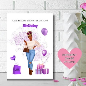 Compleanno della figlia nera, biglietto di auguri etnico, biglietto di compleanno per donna nera, biglietto di compleanno per lei, Per una figlia speciale