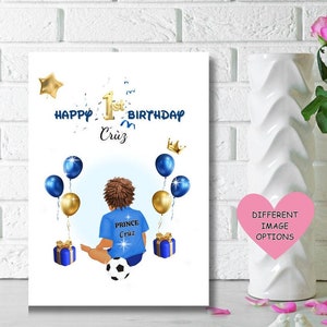 Carte d'anniversaire de garçon noir/mélange, carte d'anniversaire de garçon de race mixte, cartes pour enfants noirs, joyeux 1er anniversaire, CARTES PERSONNALISÉES