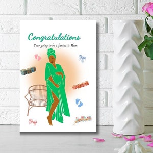 Black Mum nieuwe babykaart, etnische pasgeboren kaart, gefeliciteerd dat je een fantastische moeder gaat worden