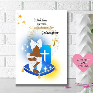 Biglietto di battesimo per bambina nera, biglietto di battesimo etnico, bambini etnici, biglietto per figlioccia, biglietto di battesimo, CARTE PERSONALIZZATE