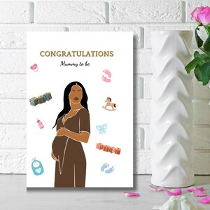 Black Mum neue Babykarte, Black Mum-Babypartykarte, Schwangerschaftskarte, Herzlichen Glückwunsch Mama zu sein
