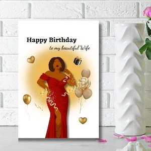 Carte d'anniversaire de femme noire, voeux divers, cartes pour les Noirs, joyeux anniversaire à ma belle femme