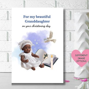 Carte de baptême fille noire, diverse, carte de baptême, carte de baptême ethnique pour enfants, CARTES PERSONNALISÉES, pour une petite-fille spéciale