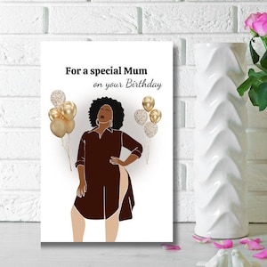 Carte d'anniversaire de maman noire, carte de voeux ethnique, carte d'anniversaire de femme noire, cartes noires, pour une maman spéciale, cartes personnalisées