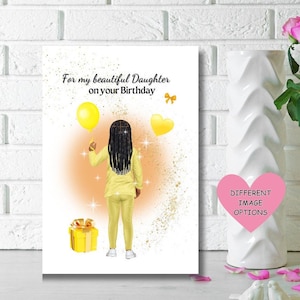 Cartão de aniversário de menina negra, cartão de aniversário étnico, cartões para crianças negras, para uma garota especial em seu aniversário