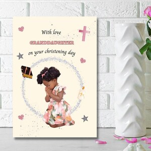 Biglietto di battesimo per nipote nera, biglietto di battesimo per bambina nera, CARTE PERSONALIZZATE