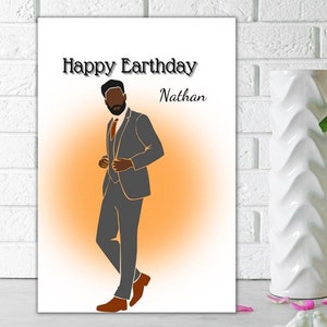 Carte d'anniversaire pour homme noir, carte de voeux ethnique, cartes PERSONNALISÉES