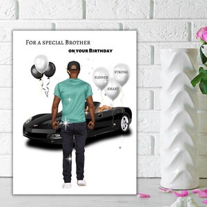Carte d'anniversaire frère noir, carte d'anniversaire ethnique, pour un frère spécial le jour de votre anniversaire