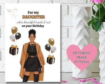Black Daughter Birthday card, Ethnic greeting card, For a special Daughter on your Birthday