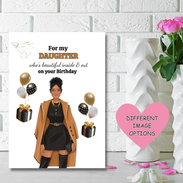 Black Daughter Birthday card, Ethnic greeting card, For a special Daughter on your Birthday