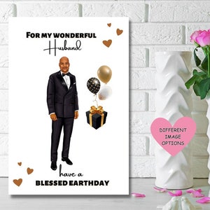 Carte d'anniversaire de mari noir, cartes diverses, carte pour homme noir, Passez un joyeux jour de la Terre, pour mon merveilleux mari