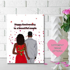 Carte d'anniversaire de couple noir, joyeux anniversaire à un beau couple, carte d'anniversaire ethnique, cartes ethniques pour couples