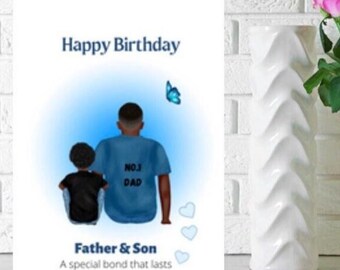 Schwarzer Vater Geburtstag Karte, ethnische Geburtstagskarte, Karte für Mann, alles Gute zum Geburtstag, Vater und Sohn