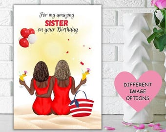 Carte d'anniversaire soeur noire, pour mon incroyable soeur le jour de votre anniversaire, carte d'anniversaire fille mélanine, carte d'anniversaire de représentation pour elle
