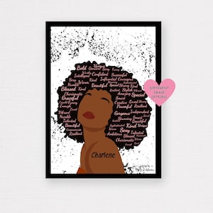 Stampa artistica da parete con affermazioni di donne nere, stampa di donne etniche, stampa artistica da parete con donne afro nere, regalo PERSONALIZZATO,
