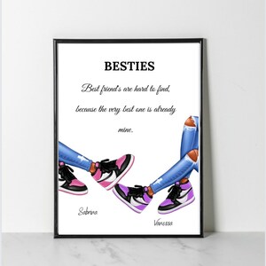 PERSONALISED best friend wall art print, gift for best friend, custom, keep sake, birthday gifts, sneaker wall art