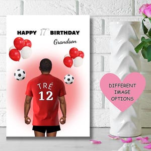 Biglietto di auguri per il 17° compleanno del nipote nero, biglietti di auguri etnici, biglietto per ragazzo afroamericano, buon 17° compleanno nipote