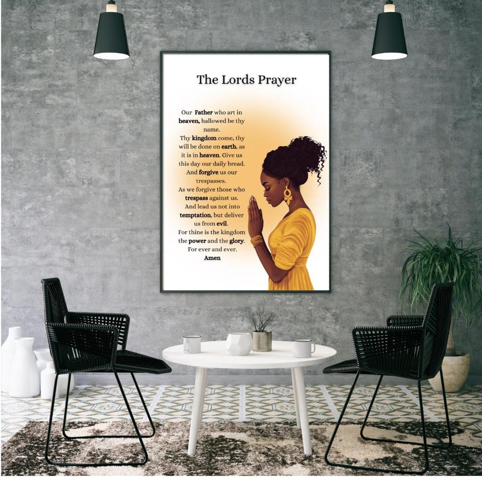 The Lords Prayer Wall Art Print, Black Woman Praying Wall Art ...