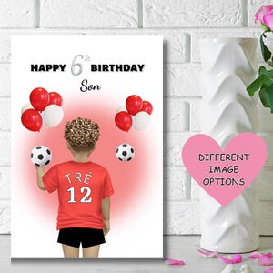 Schwarz / gemischte Rassen Jungen 6.Geburtstagskarte, Geburtstagskarte für schwarze Kinder, alles Gute zum Geburtstag, PERSONALISIERTE KARTEN