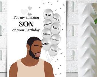 Biglietto di compleanno per uomo, biglietto generico da uomo, design canalino e cane, finiture speciali e inserto illustrato, realizzato nel Regno Unito, ecologico