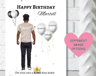 Carte d'anniversaire homme noir, carte de voeux ethnique, carte d'anniversaire homme noir, carte d'anniversaire pour lui, carte personnalisée, carte pour homme noir