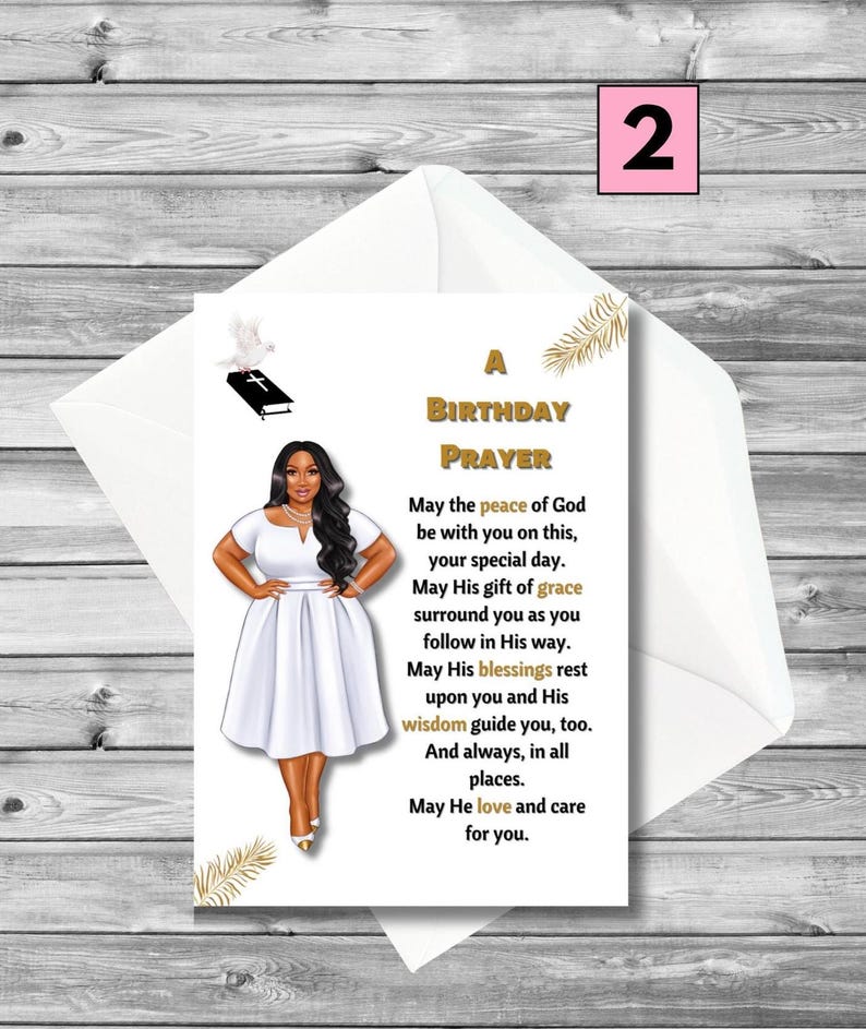 Black Woman Birthday Card, A Birthday Prayer, Religious Birthday Card