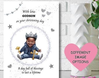 Schwarze Baby Taufkarte, Taufkarte, Taufkarte, PERSONALISIERT, Mit Liebe Patenkind an Ihrem Tauftag
