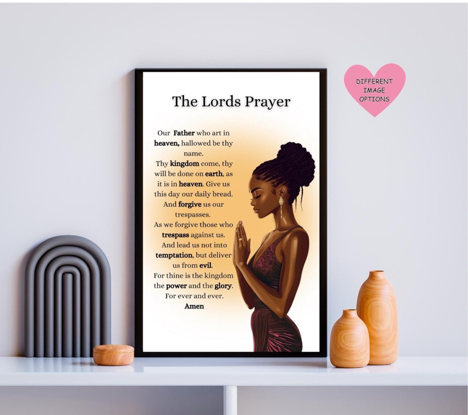 The Lords Prayer Wall Art Print, Black Woman Praying Wall Art ...