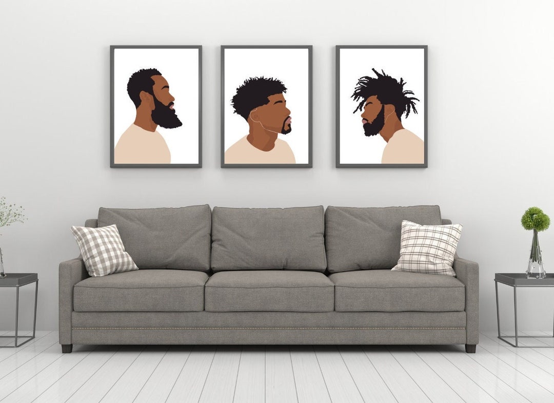 Black Man Wall Art Print, Ethnic Wall Art, Black King Art Decor, Beard
