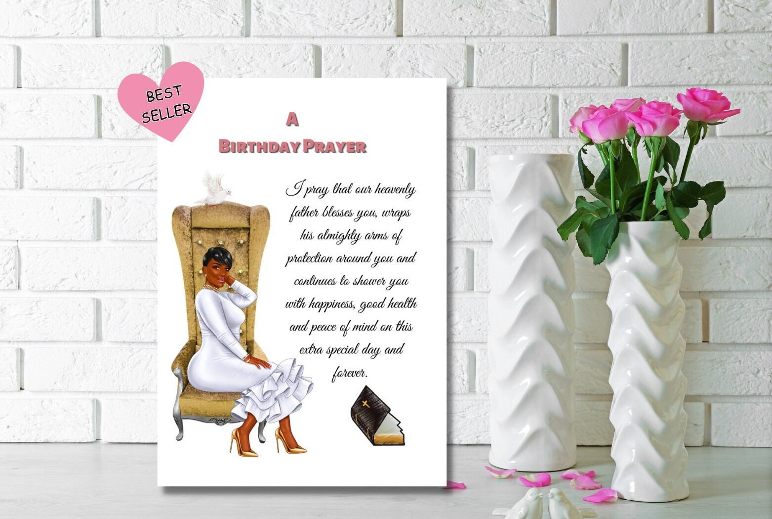 Black Woman Birthday card, A birthday prayer, ethnic greeting card for her, greeting card for black girl, black woman birthday card